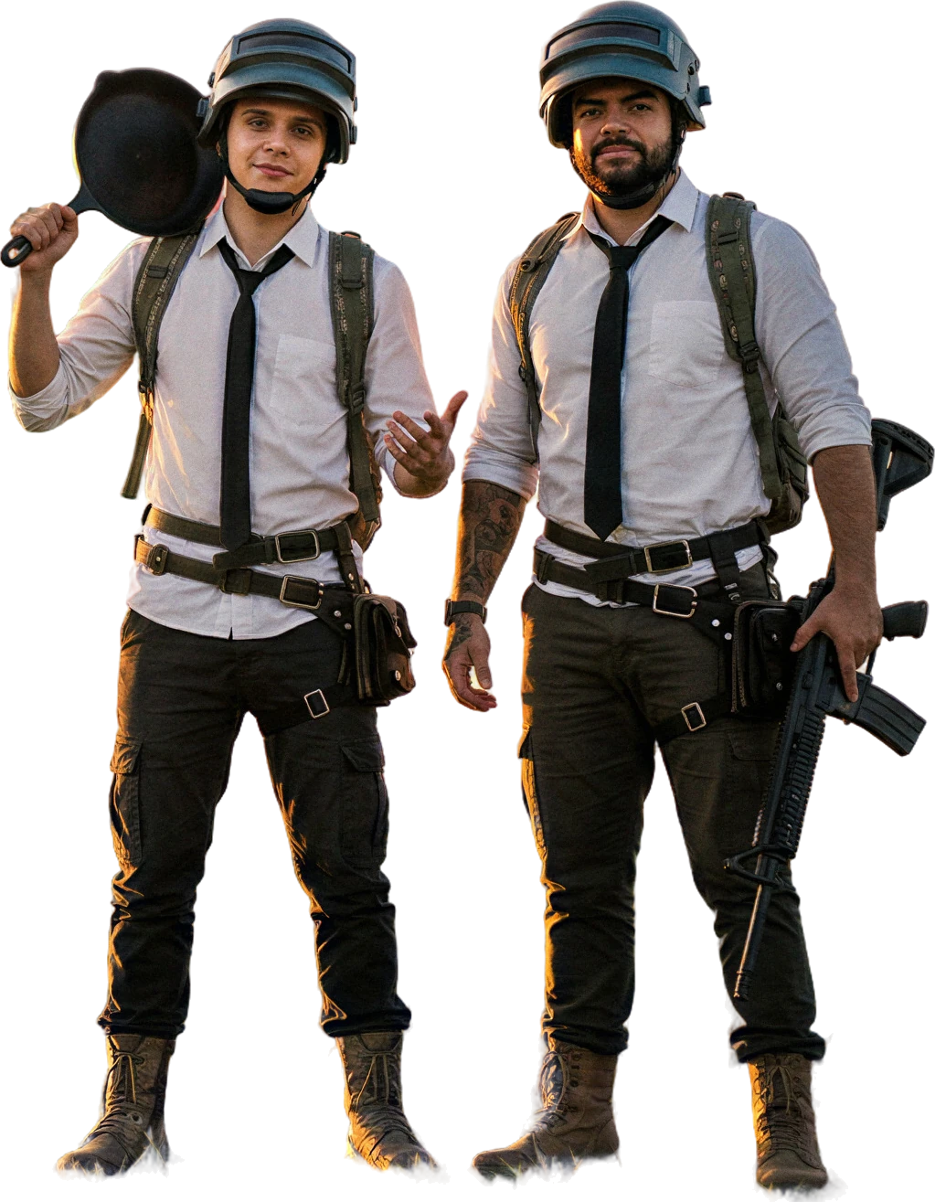 Paulinho e Luqueta em cosplay de PUBG MOBILE